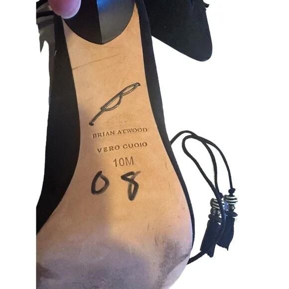 Brian Atwood Hanna Black Suede Heels Pumps Size 10 - Picture 9 of 12